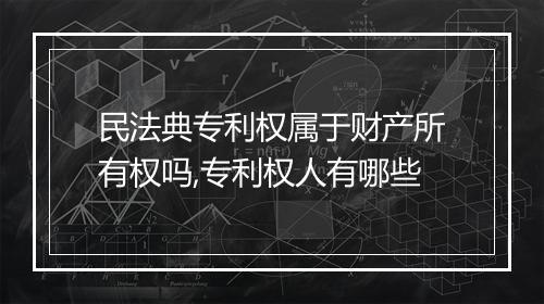 民法典专利权属于财产所有权吗,专利权人有哪些