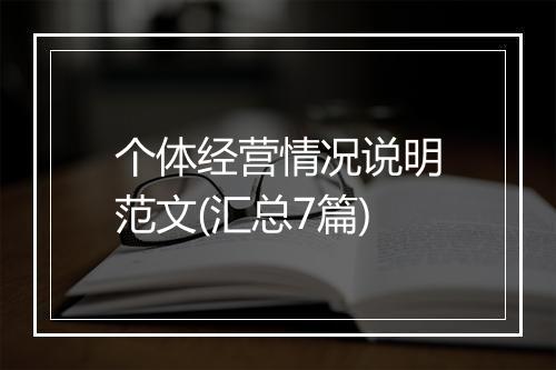 个体经营情况说明范文(汇总7篇)