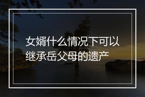 女婿什么情况下可以继承岳父母的遗产