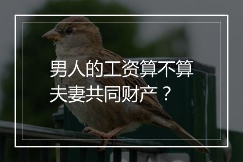 男人的工资算不算夫妻共同财产？