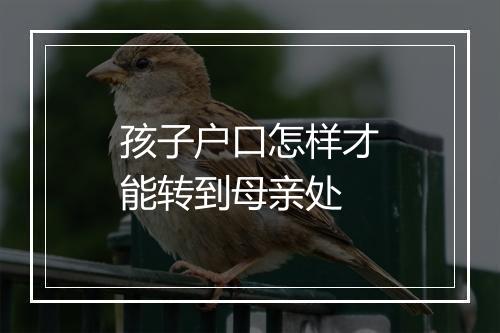 孩子户口怎样才能转到母亲处