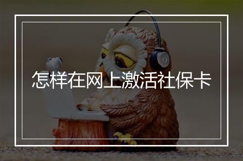 怎样在网上激活社保卡
