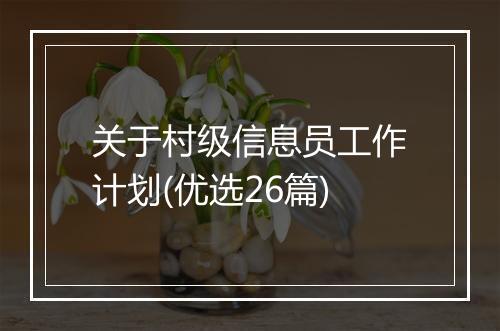 关于村级信息员工作计划(优选26篇)