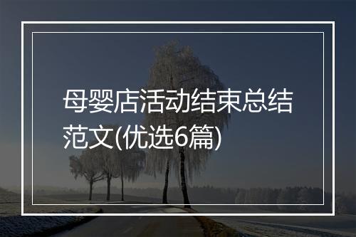 母婴店活动结束总结范文(优选6篇)