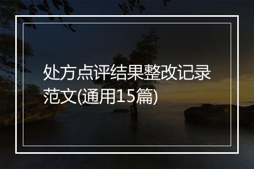 处方点评结果整改记录范文(通用15篇)