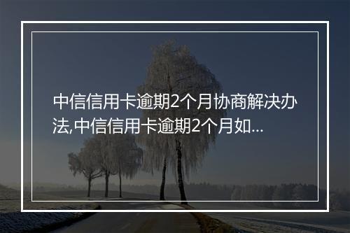 中信信用卡逾期2个月协商解决办法,中信信用卡逾期2个月如何处理