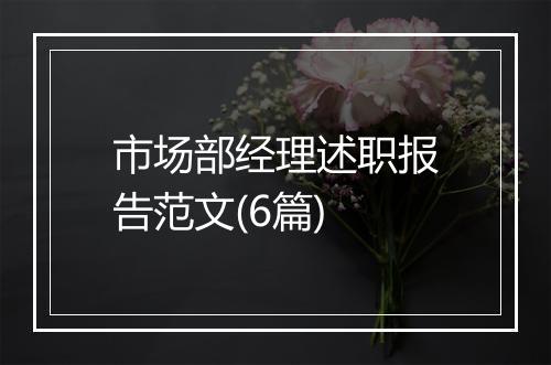 市场部经理述职报告范文(6篇)