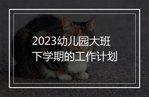 2023幼儿园大班下学期的工作计划
