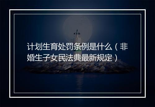计划生育处罚条例是什么（非婚生子女民法典最新规定）