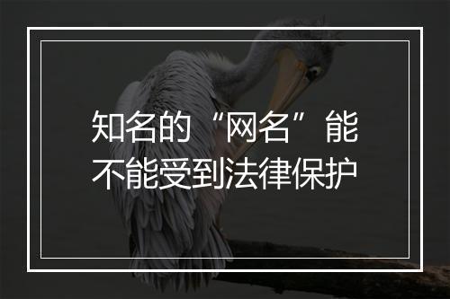 知名的“网名”能不能受到法律保护