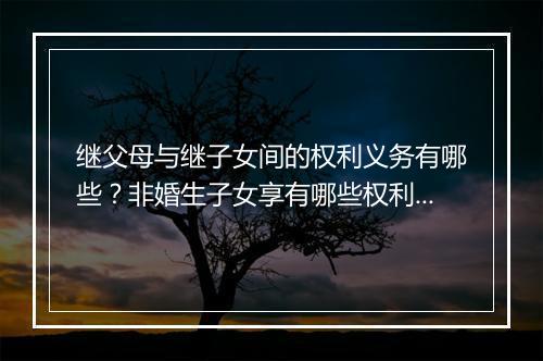 继父母与继子女间的权利义务有哪些？非婚生子女享有哪些权利？