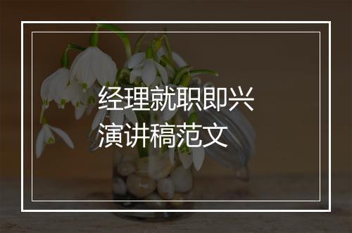 经理就职即兴演讲稿范文