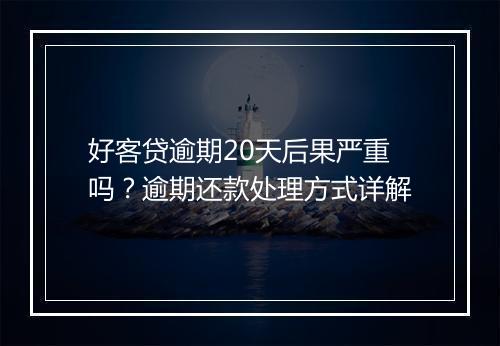 好客贷逾期20天后果严重吗？逾期还款处理方式详解