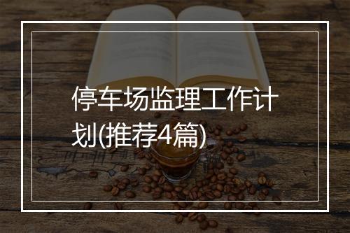 停车场监理工作计划(推荐4篇)