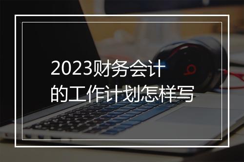2023财务会计的工作计划怎样写