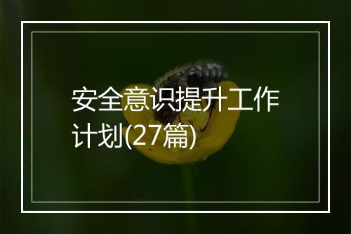 安全意识提升工作计划(27篇)