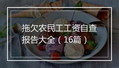 拖欠农民工工资自查报告大全（16篇）