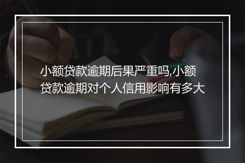 小额贷款逾期后果严重吗,小额贷款逾期对个人信用影响有多大