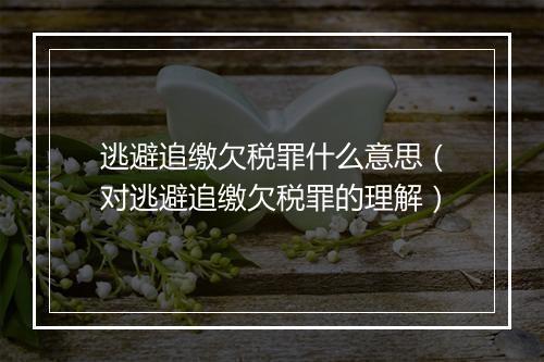 逃避追缴欠税罪什么意思（对逃避追缴欠税罪的理解）