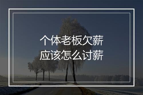 个体老板欠薪应该怎么讨薪