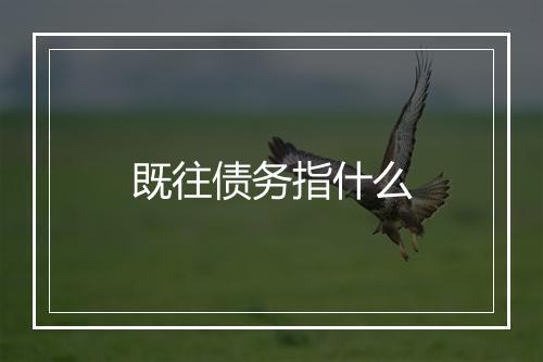 既往债务指什么