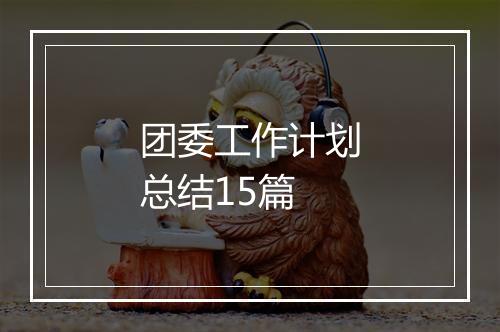 团委工作计划总结15篇