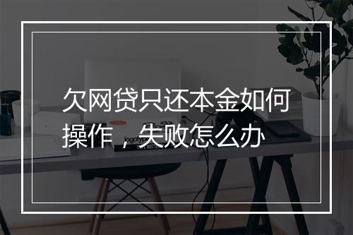 欠网贷只还本金如何操作，失败怎么办