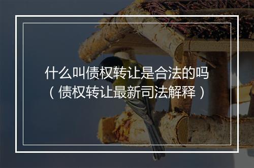 什么叫债权转让是合法的吗（债权转让最新司法解释）