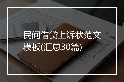 民间借贷上诉状范文模板(汇总30篇)