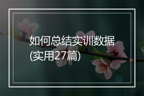 如何总结实训数据(实用27篇)