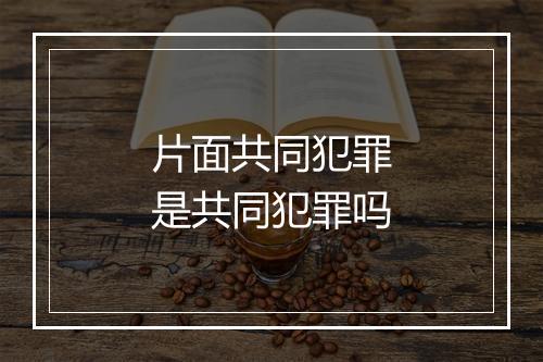 片面共同犯罪是共同犯罪吗