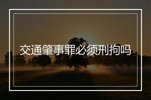 交通肇事罪必须刑拘吗