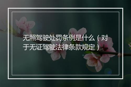 无照驾驶处罚条例是什么（对于无证驾驶法律条款规定）