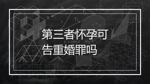 第三者怀孕可告重婚罪吗