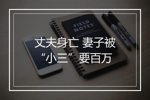 丈夫身亡 妻子被“小三”要百万