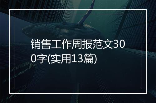 销售工作周报范文300字(实用13篇)