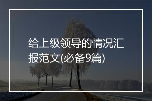 给上级领导的情况汇报范文(必备9篇)