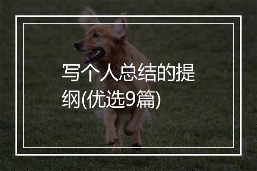 写个人总结的提纲(优选9篇)