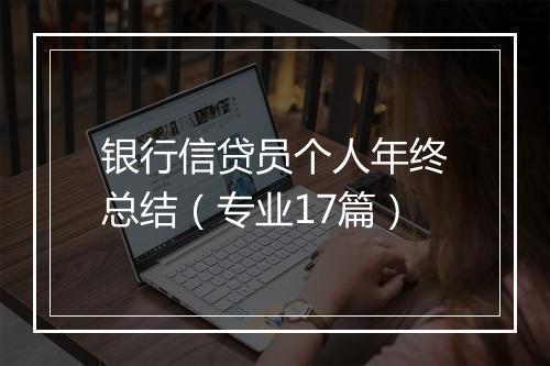 银行信贷员个人年终总结（专业17篇）