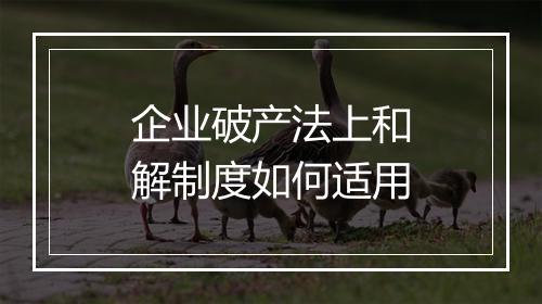 企业破产法上和解制度如何适用