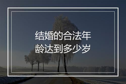 结婚的合法年龄达到多少岁