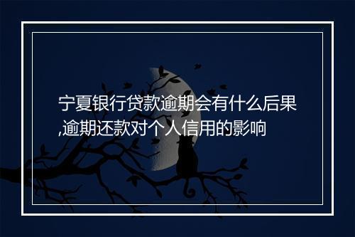 宁夏银行贷款逾期会有什么后果,逾期还款对个人信用的影响