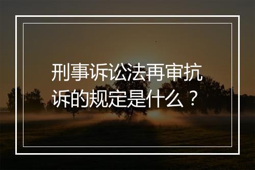 刑事诉讼法再审抗诉的规定是什么？