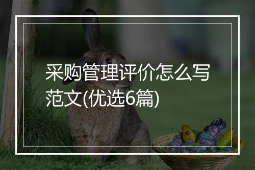 采购管理评价怎么写范文(优选6篇)