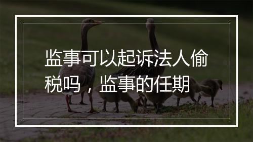 监事可以起诉法人偷税吗，监事的任期