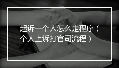起诉一个人怎么走程序（个人上诉打官司流程）