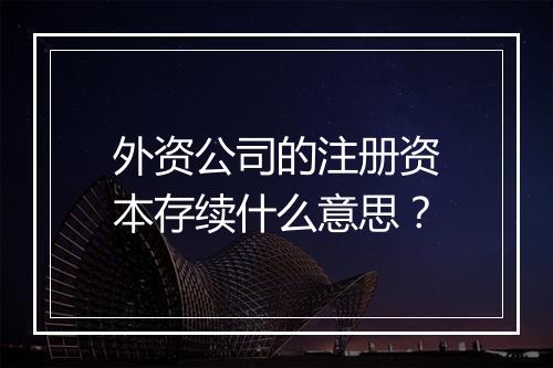外资公司的注册资本存续什么意思？