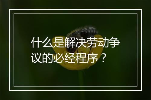 什么是解决劳动争议的必经程序？