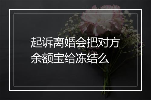 起诉离婚会把对方余额宝给冻结么