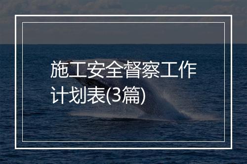 施工安全督察工作计划表(3篇)